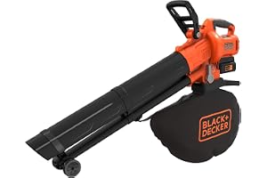 Black+Decker batteri ljudsugare/-blåsare med häcksler BCBLV3625L1 (45 l innerfack, borstlös motor, 210 km/h lufthastighet och