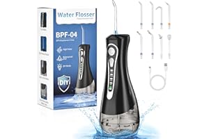 OGVDOE Jet Dentaire Hydropulseur - Irrigateur Oral Professionnel avec 4 Modes Detartreur Dentaire et 8 Buses, 320 ml IPX7 Étanche,Rechargeable de Voyage Jet dentaire portable, Water Flosser Noir