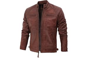 fjackets Leather Jacket Men Motorcycle Style - Quilted Cafe Racer Mens Leather Jackets
