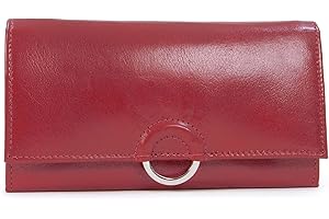 Catwalk Collection Handbags - Cartera Grande de Mujer de Piel - Billetera con 8 Ranuras para Tarjetas y Monedero - Protección RFID - Odette - Rojo
