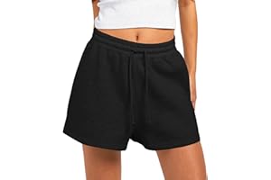 Coloquin Womens Sweat Jogger Shorts High Waist Lounge Gym Workout Running Shorts with Pockets