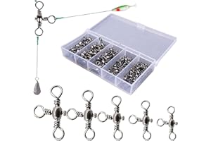 GodtKowty 100 Pcs 3 Way Swivel Fishing Tackle: Stainless Steel Triple Swivels with Black Nickel Coating for Saltwater and Freshwater Fishing, for Catfish and Shaddock Rigging