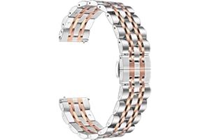 TRUMiRR Watchband for Fossil Women's Gen 6 42mm / Gen 4 Venture HR, 18mm Solid Stainless Steel Watch Band Butterfly Buckle Strap for Fossil Women's Charter HR / Gen 5E 42mm