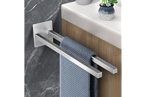 SUDEERY Handtuchhalter Ohne Bohren, Gebürstet Edelstahl Badhandtuchhalter Selbstklebender, Badetuchstange 39 cm für Bad und Küche (Zweiarmig)