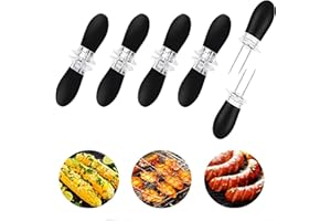 CHANEEHANN 10 Stück Maiskolbenhalter in Edelstahl, Maiskolbenspieße für BBQ und Küche, Rostfreier Mais-Pick, Fruit Forks, Schwarzer Maishalter
