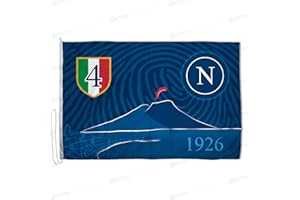 Domina Pubblicità - Bandiera Scudetto Napoli 150x100 cm in Tessuto Nautico, Bandiera del Napoli Calcio 1926, Dotata Di Cordino, fettuccia di rinforzo e Cucitura Perimetrale
