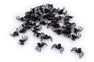 Oblique Unique® 50 piccoli ragni in plastica per Halloween, carnevale, decorazione da tavolo, colore nero