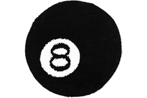 Gatphy 8 Ball Rug Simulation Billiards Round Rugby Decorative Carpet 60CM 80CM Absorbent Non Slip Soft Bath Mat Machine Washable for Living Room Party Decorations (Black, 80X80)
