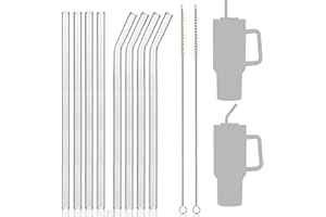 MOOSHY 8 szklanych słomek do słomek Stanley Adventure, długie, 31 cm, akcesoria do Stanley Cup, słomki wielokrotnego użytku, do Stanley Adventure Quencher, przezroczyste słomki (4 proste + 4 zakrzywione)