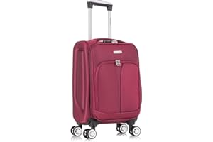 SKYLARK LUGGAGE Cabin Carry on Suitcase 20" Lightweight 4 Wheels Spinner 3-Digit Combination Lock Soft Shell Luggage Hand Luggage Flight Bag for EasyJet Ryanair Birtish Airways and All Other Airlines 55x35x20