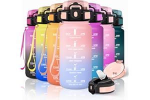 Motswedi Gourde Sport, 500ml Anti Fuite, Gourde Paille, Réutilisable, Bouteille d'eau, sans BPA, Bouteille Reutilisable, pour Enfant, Adulte, Randonnée, l'école, Fitness, Yoga, Rose & Bleu Ciel