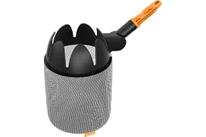 Fiskars OneClick Fruktplockare, Tillsats med mjukt Nätpåse | Enkelt Byte med bara en Klick, Maskintvättbar, Svart/Orange, 108