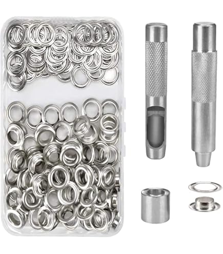 Kit Occhielli 20mm 100 Pezzi | Con Punzone Per Pelle E Tessuto - Tono Argento - Foto 9