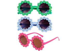 FangBoJie Partybrille Rund, Retro Brille Blumenform, Hippie-Sonnenbrille, Flammen Sonnenbrille, Feuer Flammenbrille Randlos Welle Sonnenbrillen Brillen