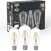 Eglo Set of 3 E27 LED Filament Lamps | Vintage Edison Clear Bulbs, 4 Watts Each, Neutral White Bulb, 4000K, 470 Lumens, ST64