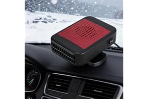 Feelhap Calefactor para Coche 12V 200W Calentador de Coche Portátil,2 en 1 Calentador y Ventilador Rotación 360°,Coche Desempañador y Descongelador Parabrisas,Portátil Calefactor Coche Mechero
