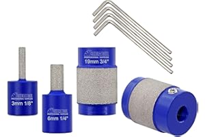 SHDIATOOL Meules diamantées pour verre pour les vitraux Tête de meule de verre, meule de verre, outils de vitrail pour meule de verre (4 pièces, 3 mm 6 mm 19 mm 25 mm)