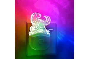 LOHAS-LED Dinosaur Night Light for Kids, LOHAS Plug in Night Light, Dinosau Velociraptor LED Night Light Dusk to Dawn Sensor, RGB + Warm White, 3 Lighting Modes, Gifts for Kids, Room Decor