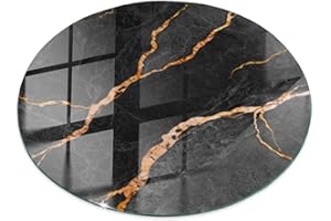 WALLFLUENT Decorative Panels Diameter 100 cm Waterproof Installation Tools Polished Edges Stain Resistance Protection Against Contamination Smooth Surface Safety Plate - Marble with Veins
