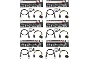 YABOANG VER009S Scheda Riser PCIE da 1X a 16X per GPU, con cavo di estensione USB 3.0 da 0,6 m - Cavo di alimentazione SATA a 6 pin - Scheda adattatore GPU Extender per Bitcoin Ethereum Mining ETH (6 pezzi)