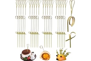 SZCXDKJ 300 Pezzi Bastoncini da Cocktail Spiedini Annodati in bambù Stile Giapponese Stuzzicadenti Stuzzicadenti con estremità Ritorte Bastoncini di Canape per Stuzzichini Panini