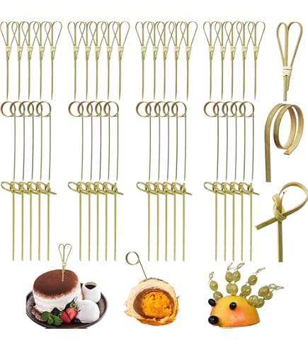 THKO Fingerfood spiesen, cocktailspiesen voor snacks, fingerfoods, fruitspiesen, kaasspiezen, cocktaildecoratie, partyspiesen, bamboe spiesen, tandenstokers, hout, 12 cm, groene bladeren, 100 stuks