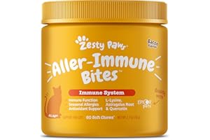 Zesty Paws, Lysine Immune Bites For Cats, Immune Support, All Ages, Salmon, 60 Soft Chews