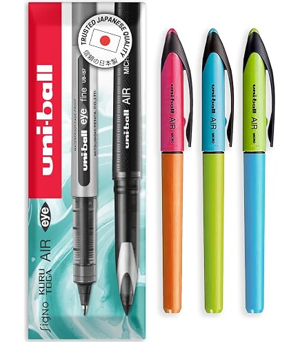 Uni-ball Air UBA-188-L - Penna A Sfera 0,7 Mm Scrittura Fluida - Confezione Da 12 Penne - Inchiostro Nero Resistente All'Acqua