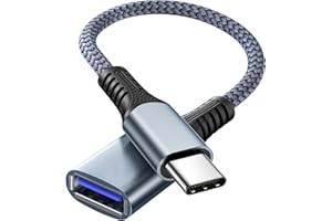 ANDTOBO Adaptateur USB C vers USB 3.0 OTG, USB C Mâle vers USB 3.0 Femelle OTG Câble Thunderbolt3 on The Go pour iPhone 16/15 Pro Max Plus, Samsung Galaxy S23/S22/S21/S20/S23 Ultra, MacBook Pro/Air