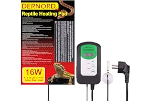 DERNORD Heizmatte mit Thermostat 16W - Reptilien Terrarium Wärmematte mit Temperaturregler Vivarium Heating Mat für Bearded Dragon Schildkröten Gecko Zubehör