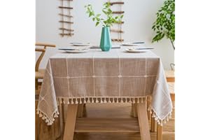 Pahajim Nappa a Scacchi a Prova di Polvere Tovaglia Antimacchia Quadrata per Tavolo Rettangolare Decorazioni Cucina Lino Tovaglia Cotone Lavabile(Marrone Reticolo,140x220cm