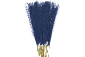 sourcing map 30Pcs Faux Pampas Grass,21"/55cm Fluffy Fake Pampas Grass Decor Tall Artificial Pampas Grass for Living Room Party Wall Vase Wedding Decoration,Blue