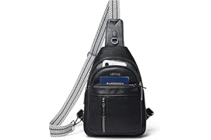 LATMAP 7L Zaino Monospalla Marsupio Tracolla Donna, Sling Bag PU Pelle Borsa a Tracolla Impermeabile Elegante Borsello Tracolla Viaggio Antifurto per Trekking, Lavoro,Sport