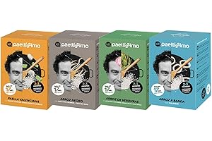 Paellissimo - Kit Preparado para Paella Valenciana - Arroz Negro - Arroz a Banda - Arroz de Verduras | Plato Precocinado Casero 100% Natural y Sin Gluten | 2-3 Personas | 4 Unidades