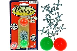 JA-RU Vintage Toys Double Jax Retro 2 Hi-Bounce Balls & 16 Metal Jacks in/Outdoor Toy by Enigmatoys