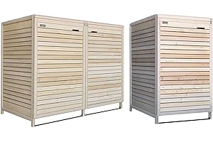 Fairpreis-design Mülltonnenbox Mülltonnenverkleidung Holz 240L Natur inkl. Rückwand vormontiert Müllcontainer Mülltonnenschrank Mülltonne Adria (3 Tonnen)