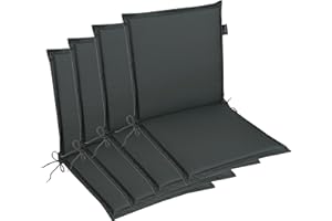 ‎LILENO HOME LILENO HOME Gartenstuhl Auflagen [4er Set - Niedriglehner] in Anthrazit - Bequeme Liegen als Sitzauflagen für Gartenmöbel - Stuhlkissen für Gartenstühle und Klappstühle MIA