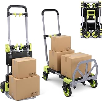 Crystals Folding Sack Truck & Platform Trolley 2-in-1 – Heavy Duty Aluminium Hand Truck Dolly with 120kg Load Capacity – Conv