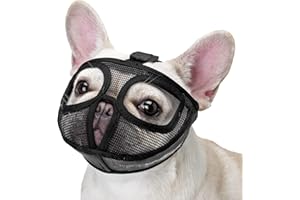 ILEPARK Museliere pour Bouledogue, Réglable ne Couvrira Pas Les Yeux Mêches Muettes Museau pour Mordre la Mât (XL,Noir)