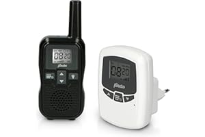 Alecto DBX80BK - Babyphone - Babyfon mit 3km Reichweite - Wiederaufladbar und VOX-Funktion - Schwarz/Weiß