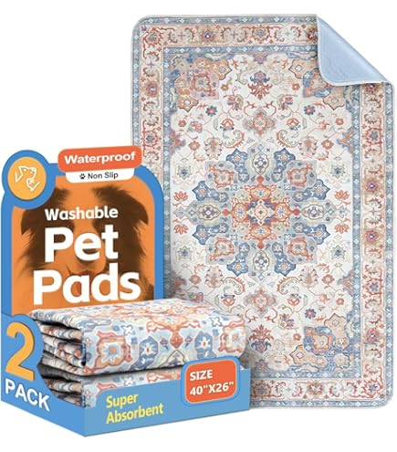 IEUUMLER Herbruikbare hondentrainingspads, set van 2 wasbare puppypads, super absorberend bospatroon, waterdichte wasbare plaspads voor honden, sneldrogende trainingspads voor thuis, auto, reizen