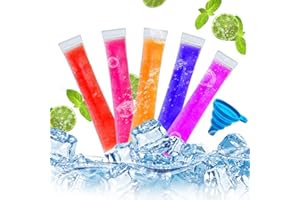 Elepl Wassereis 200 Stück Wassereis Tüten Eisformen Eis Am Stiel Popsicle Taschen Hausgemachtes Das Wassereis mit 1 Stück Blauer Trichter für DIY Frucht Joghurt Sticks Smoothies (5.5 x 28 cm)