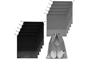 GAOHAN 10 Pcs Shoe Bags,Shoe Bags for Travel,Drawstring Dust Proof Non-Woven with Clear Window,Storage Bags,Travel Shoe Bags,Shoe Storage Bag(5 Grey+5 Black)