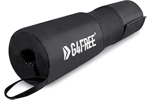 G4Free Podkładka do sztangi do przysiadów, pchnięcia bioder, płuc, standardowe sztabki olimpijskie z torbą do przenoszenia, uwalnia nacisk i dyskomfort szyi podczas treningu, pasuje do sztangi standardowych i olimpijskich (czarna)