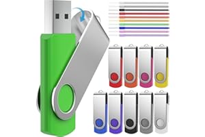 FEBNISCTE USB Sticks 16GB - Bunt USB Stick Rotate Metall 10 Stück, Einklappbarer Memory Stick 16 Gigabyte 10er, Tragbar Flash Drive für Filme/Auto/Computer, Pendrive Flash Laufwerk mit Lanyard