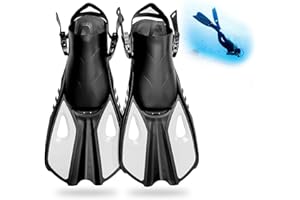 MOERAE Palmes de plongée réglables avec sac de rangement - Talons ouverts - Palmes de natation courtes - Pour adultes et enfants