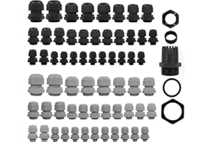 TEMPROAD 62 Pack White & Black Cable Gland Waterproof PG7 PG9 PG11 PG13.5 PG16 PG19 PG21 Adjustable 3-18mm Cable Connectors Plastic Cable Gland Joints with Washer