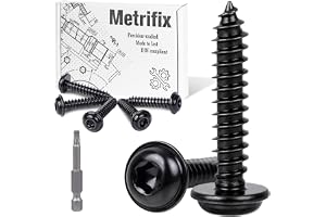 Metrifix 60 stycken plåtskruvar svart M5 x 16 mm Torx träskruvar
