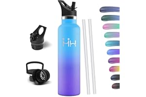 HoneyHolly Botella Agua Acero Inoxidable, 1000ML Reutilizable Sin BPA, Botella Agua Termica, Botella Agua, Aislamiento Al Vacío de Doble Pared, Termos, Cantimplora para Adultos, Deporte