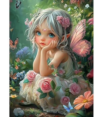 5D Fille Elfe Peinture Diamant Painting Kit,DIY Fée Art Du Diamant